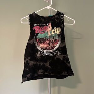 Forever 21 Kids Distressed Road Trip Graphic Muscle Tank Top